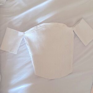 Good quality thick white rib knit tube top